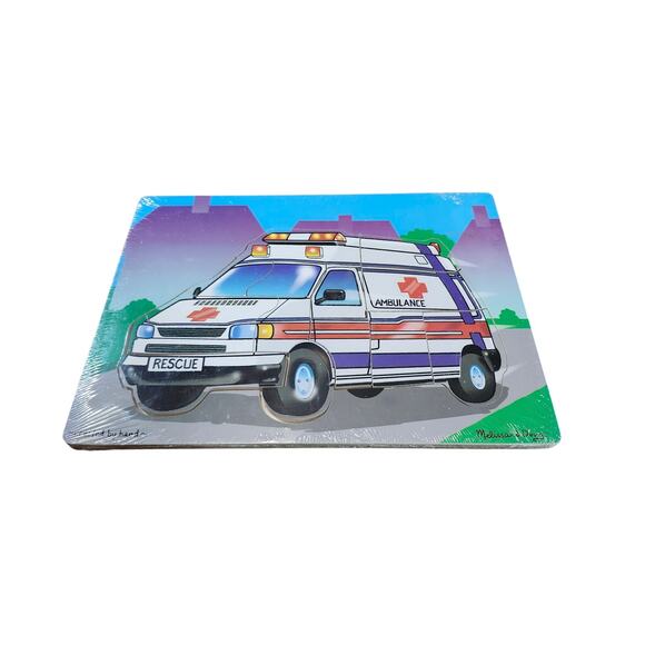 Melissa & Doug Wooden Hand Crafted 3+ Toddler Puzzles Ambulance & Sports Car - Picture 6 of 8